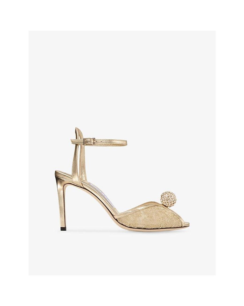 Jimmy Choo Sacora 85 Metallic Lace Heeled Sandals