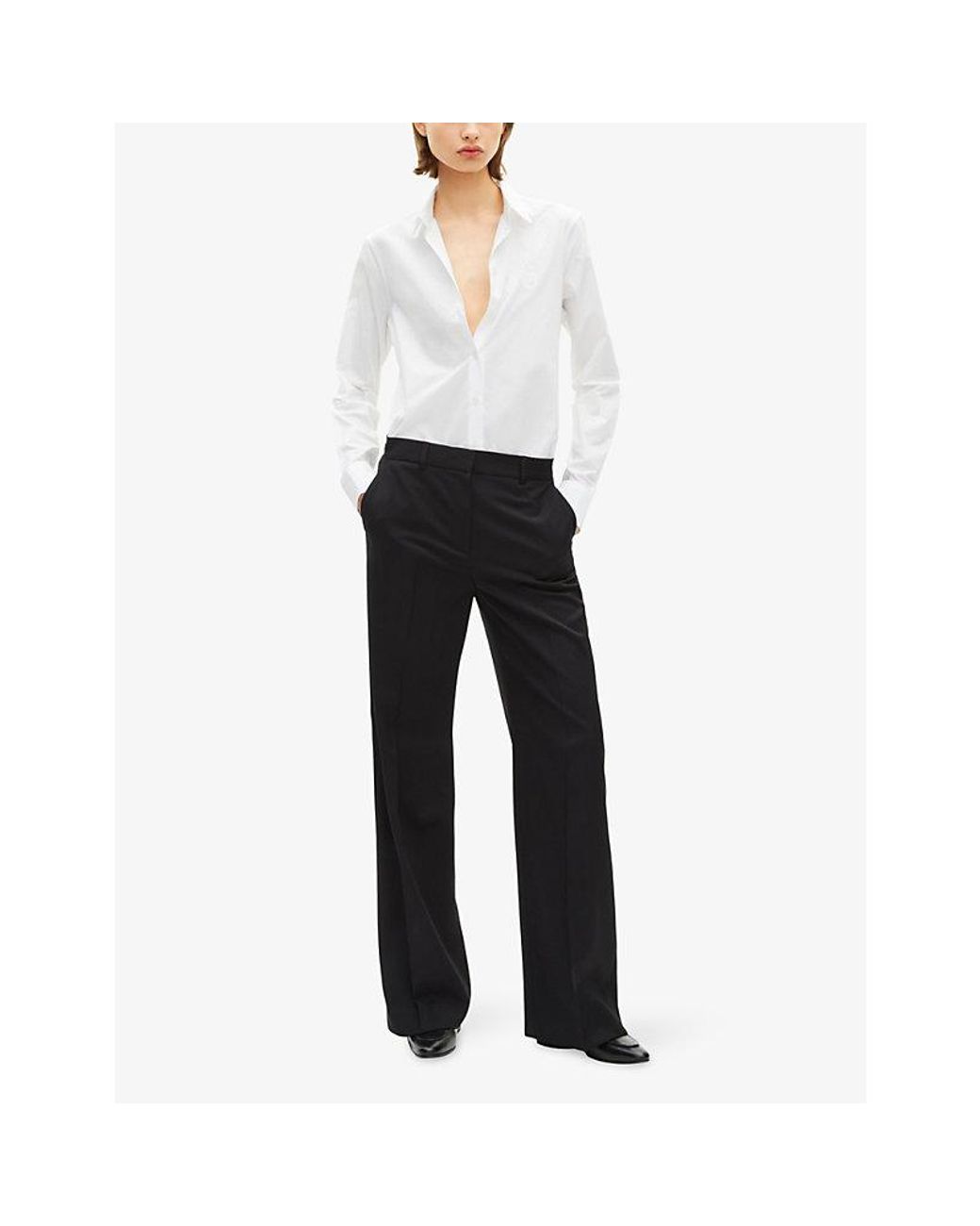 The Kooples White Collared Long-Sleeve Cotton Shirt