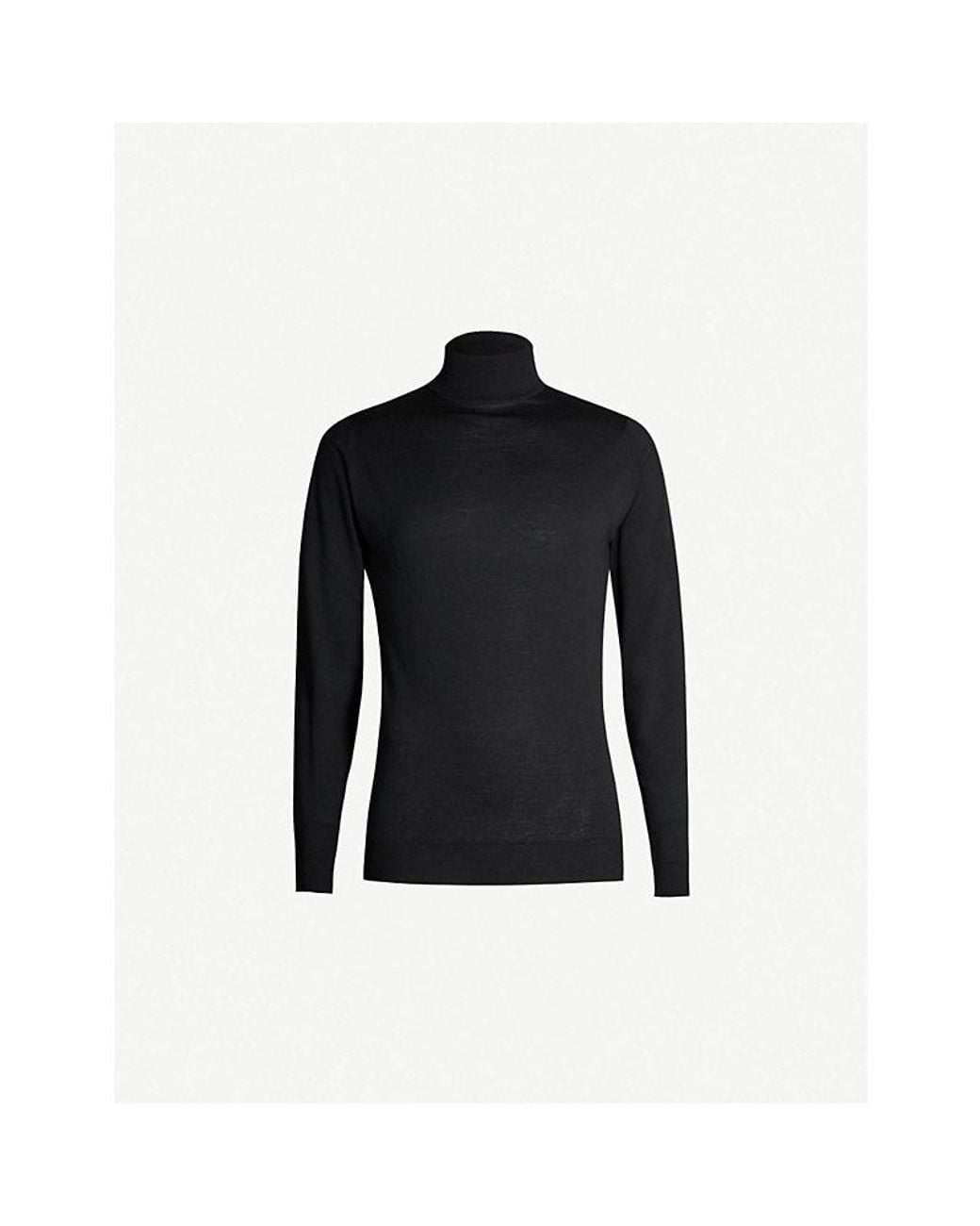 John Smedley Black Cherwell Turtleneck Wool Jumper for men