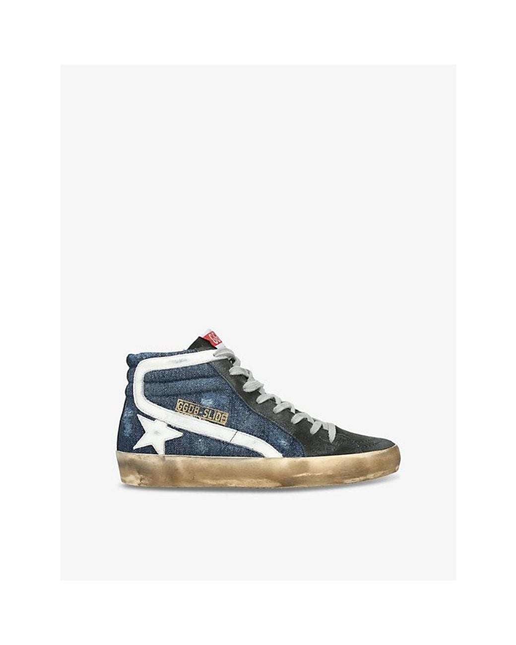 Golden Goose Deluxe Brand Blue Slide 50696 Denim High-Top Trainers