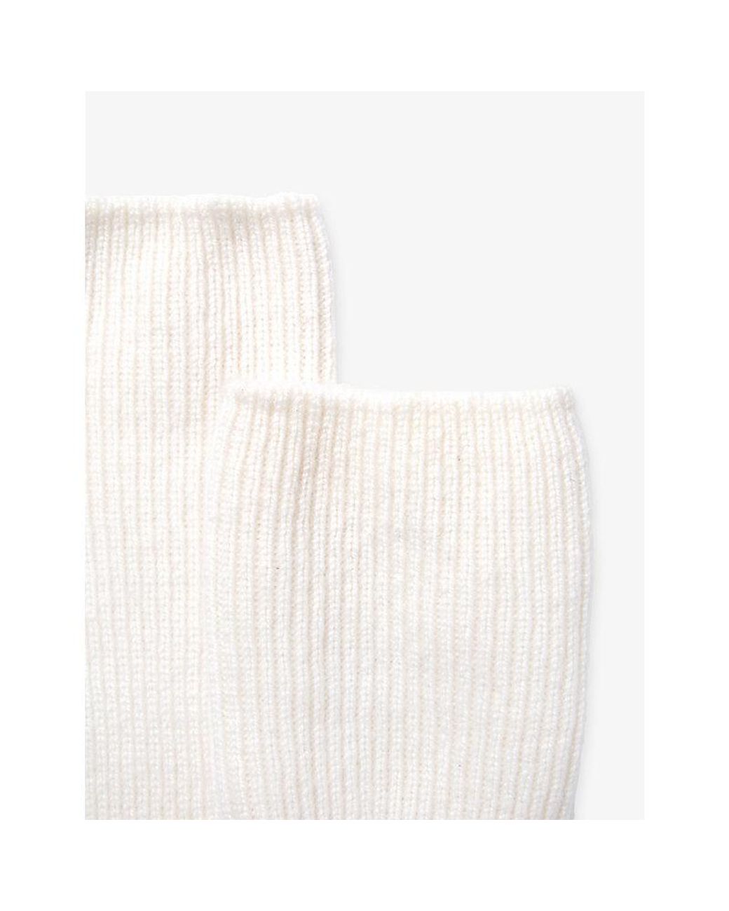 The White Company White Ribbed Mid-Calf Cashmere Bed Socks