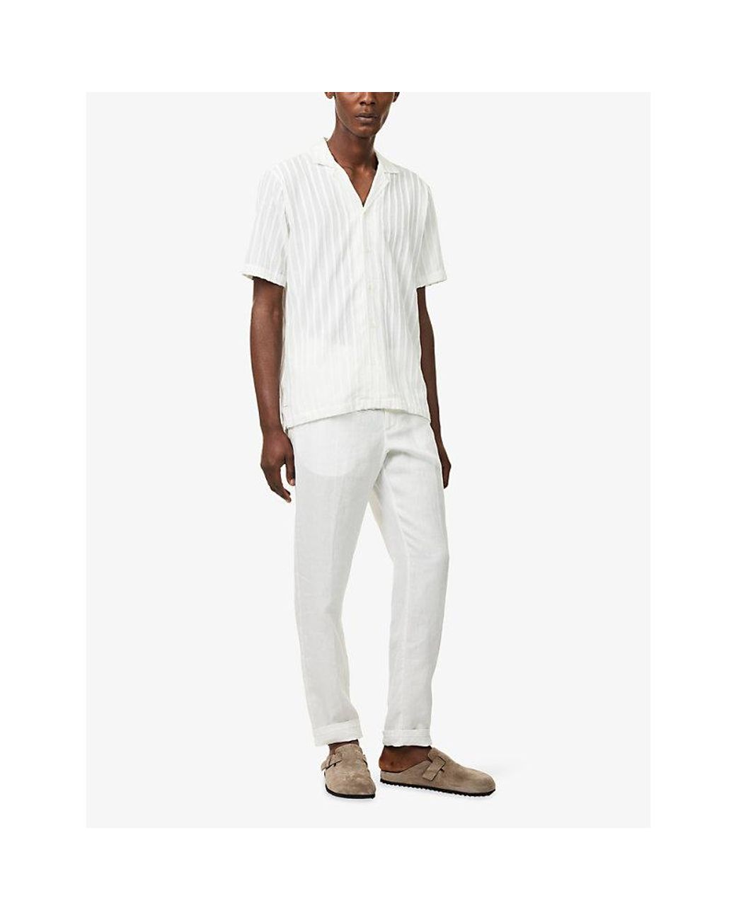Orlebar Brown White Maitan Textured-Pattern Woven Shirt for men
