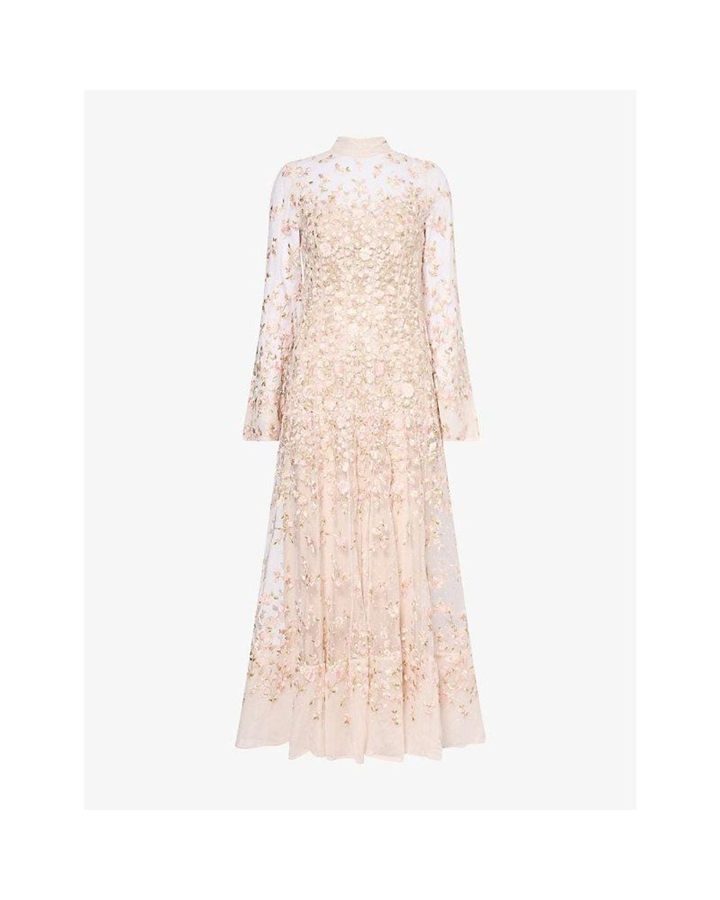 Needle & Thread Pink Sylvia Long Sleeve Gown