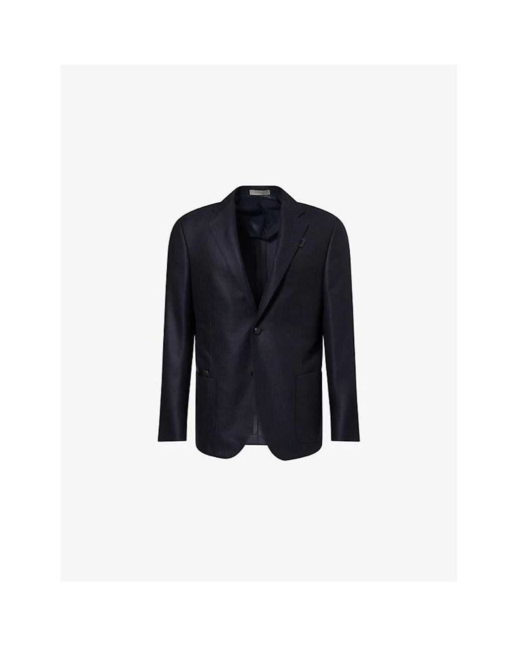 Corneliani Blue Leather-Tab Single-Breasted Wool And Cashmere-Blend Jacket for men