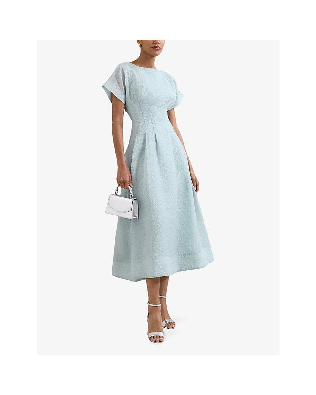 Phase Eight Blue Laya Textured Woven Midi Dress