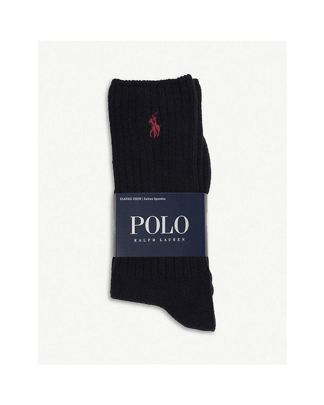 Polo Ralph Lauren Black Ribbed Cotton-Blend Socks for men