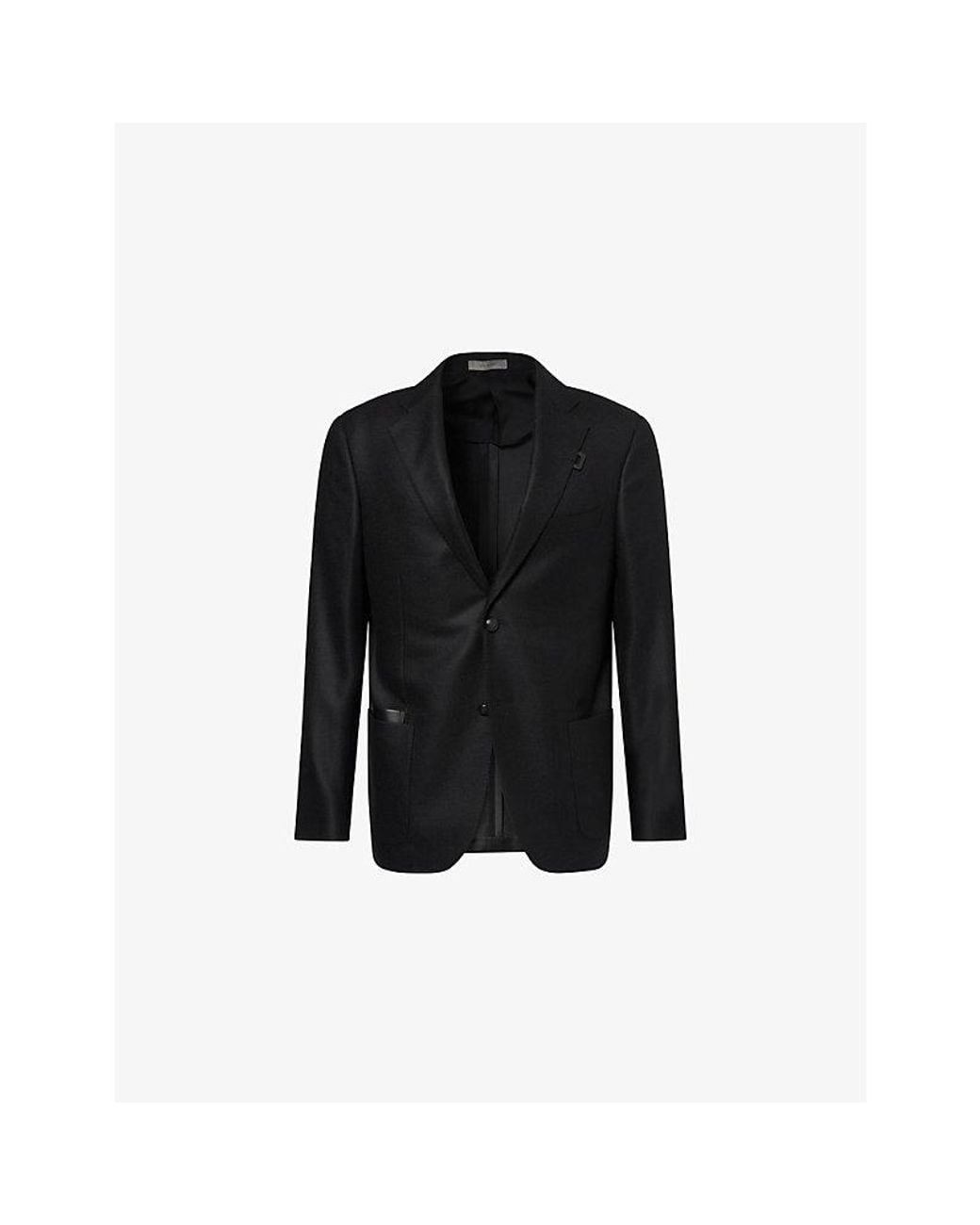 Corneliani Black Leather-Tab Single-Breasted Wool And Cashmere-Blend Jacket for men