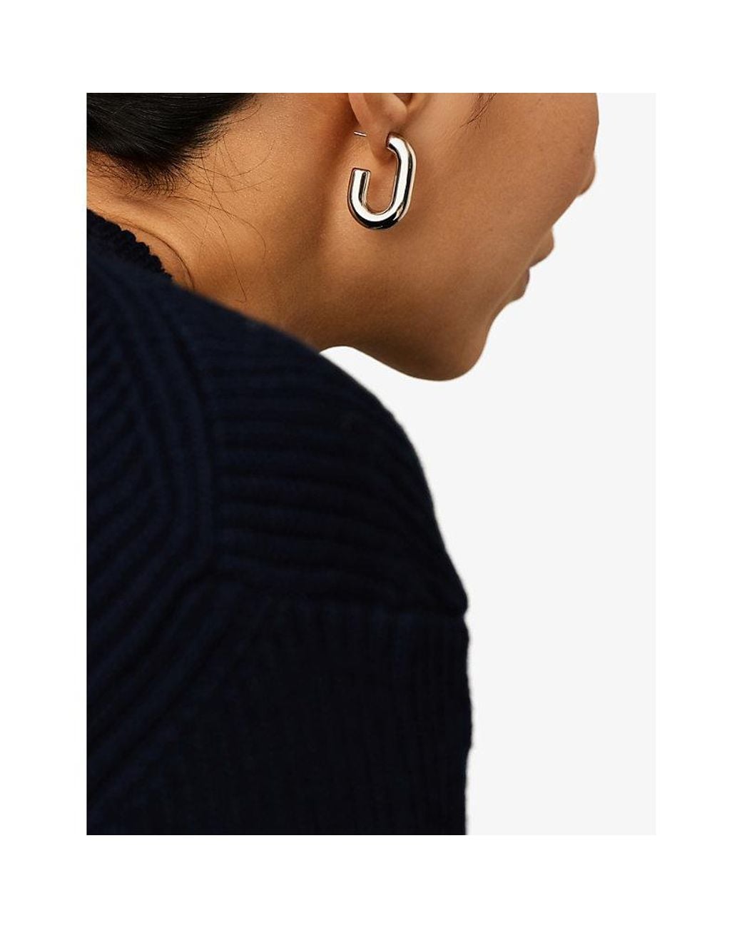 Missoma White Chubby Medium Oval Platinum Pvd Plated Stainless-Steel Hoop Earrings