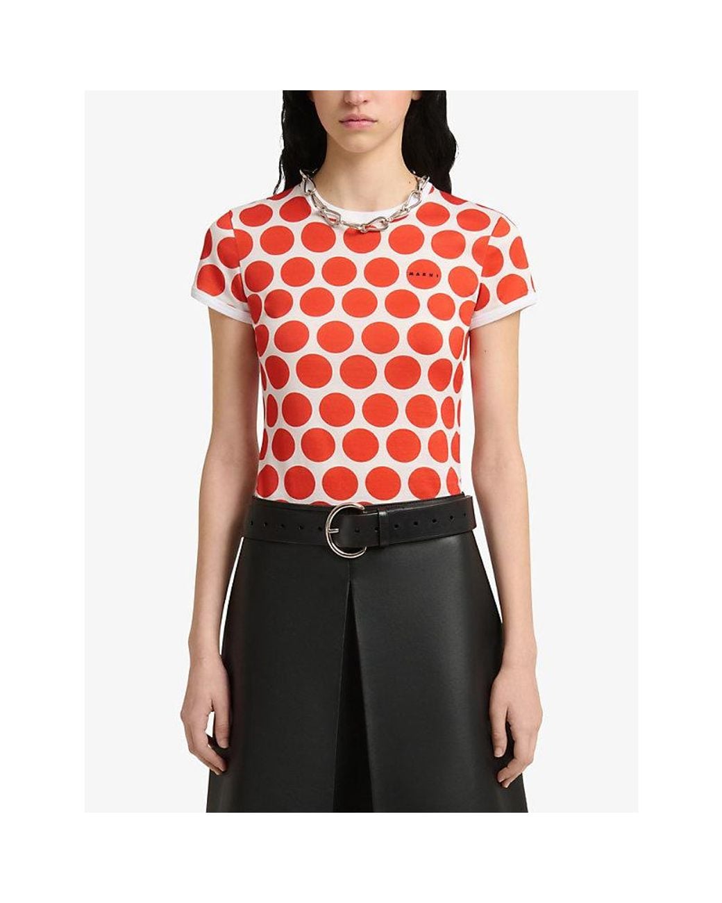 Marni Red Polka Rhythm Slim-Fit Cotton-Jersey T-Shirt