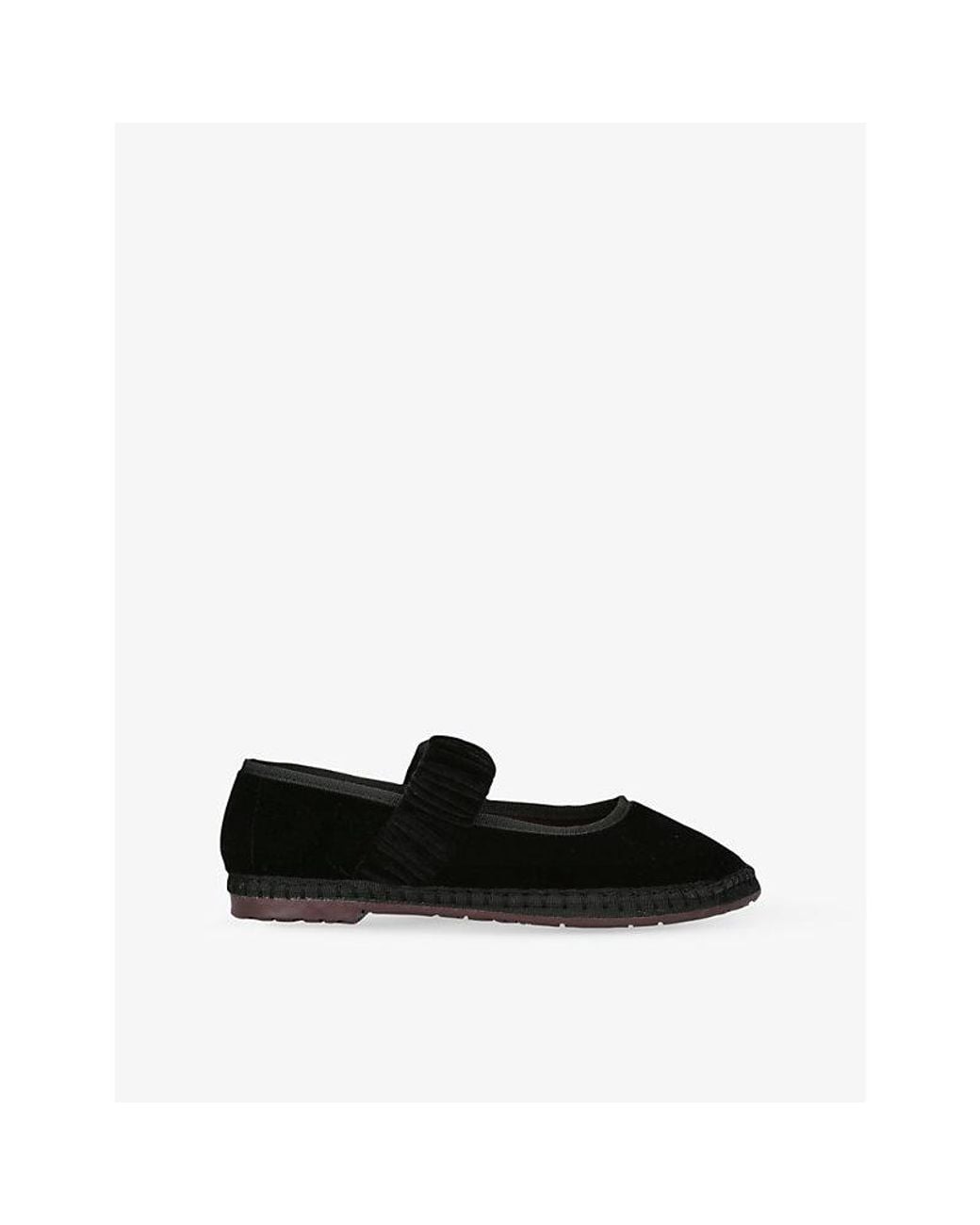 Flabelus Black Mafalda Scrunched-Strap Cotton-Velvet Ballet Flats