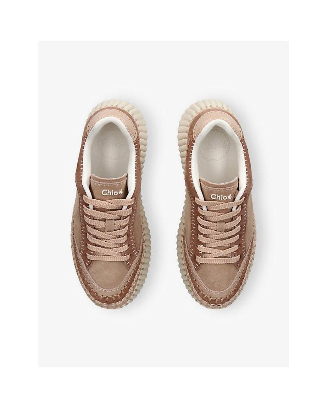 Chloé Natural Nama Runner Platform Leather Trainers