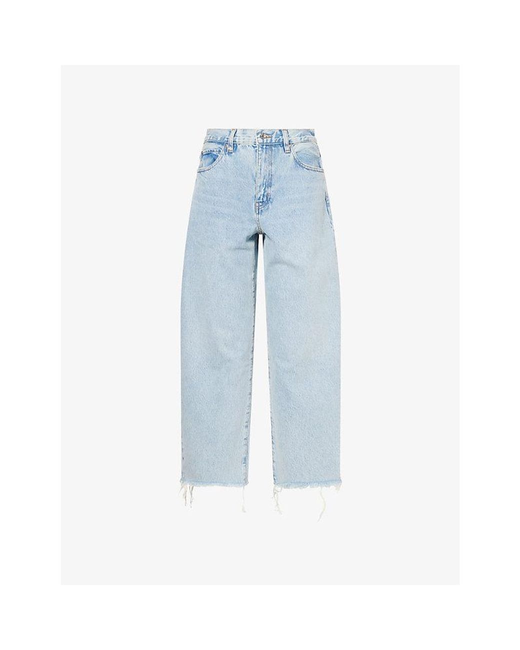 FRAME Blue The Bubble Crop Cotton Denim Jeans