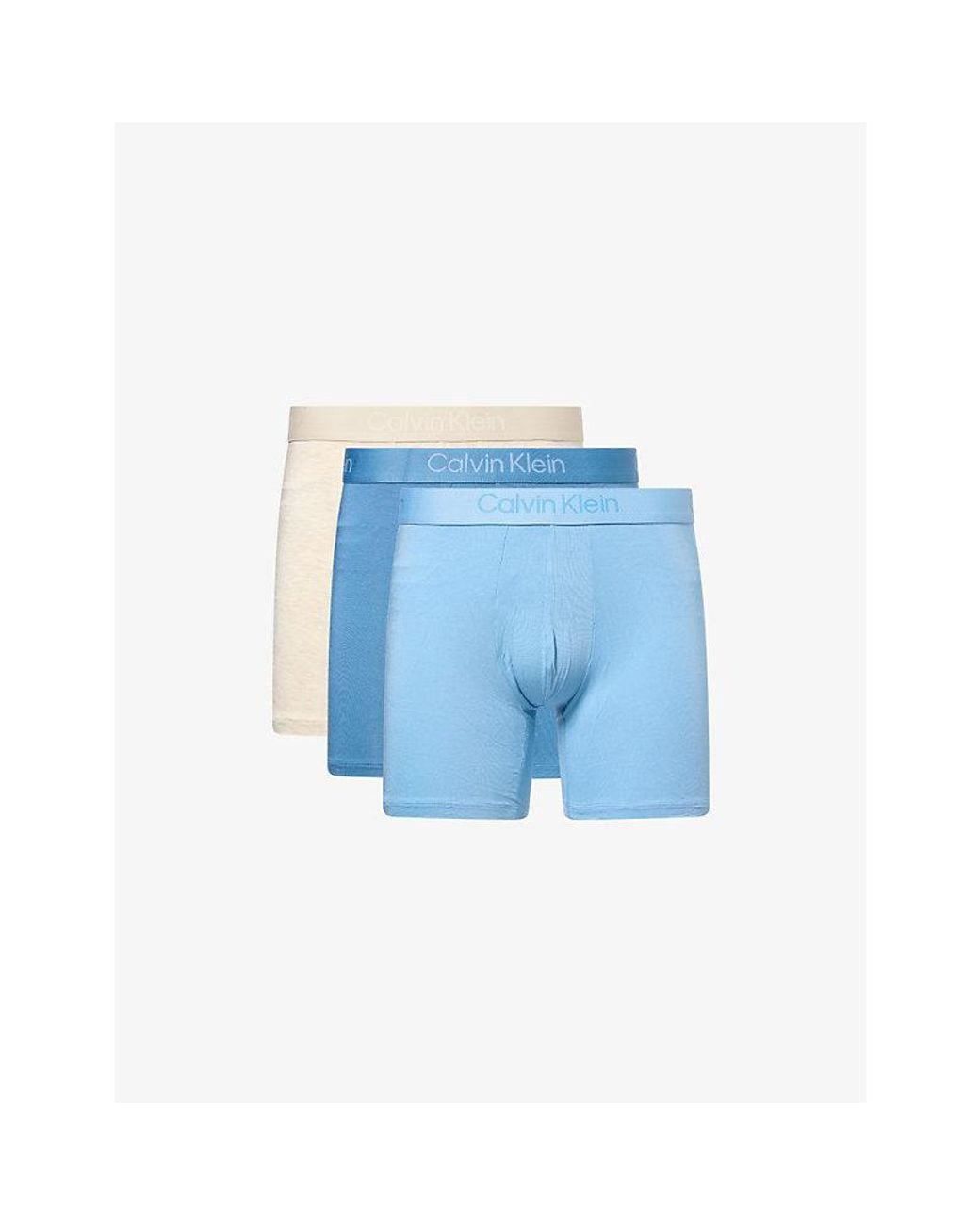Calvin Klein Blue Ultra Soft Pack Of Three Modal-Jersey Boxer Briefs for men