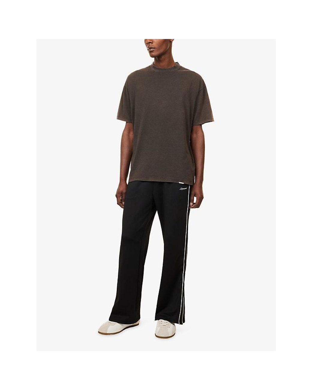 Represent Black Taped-Trim Embroidered Jersey Track Pants for men