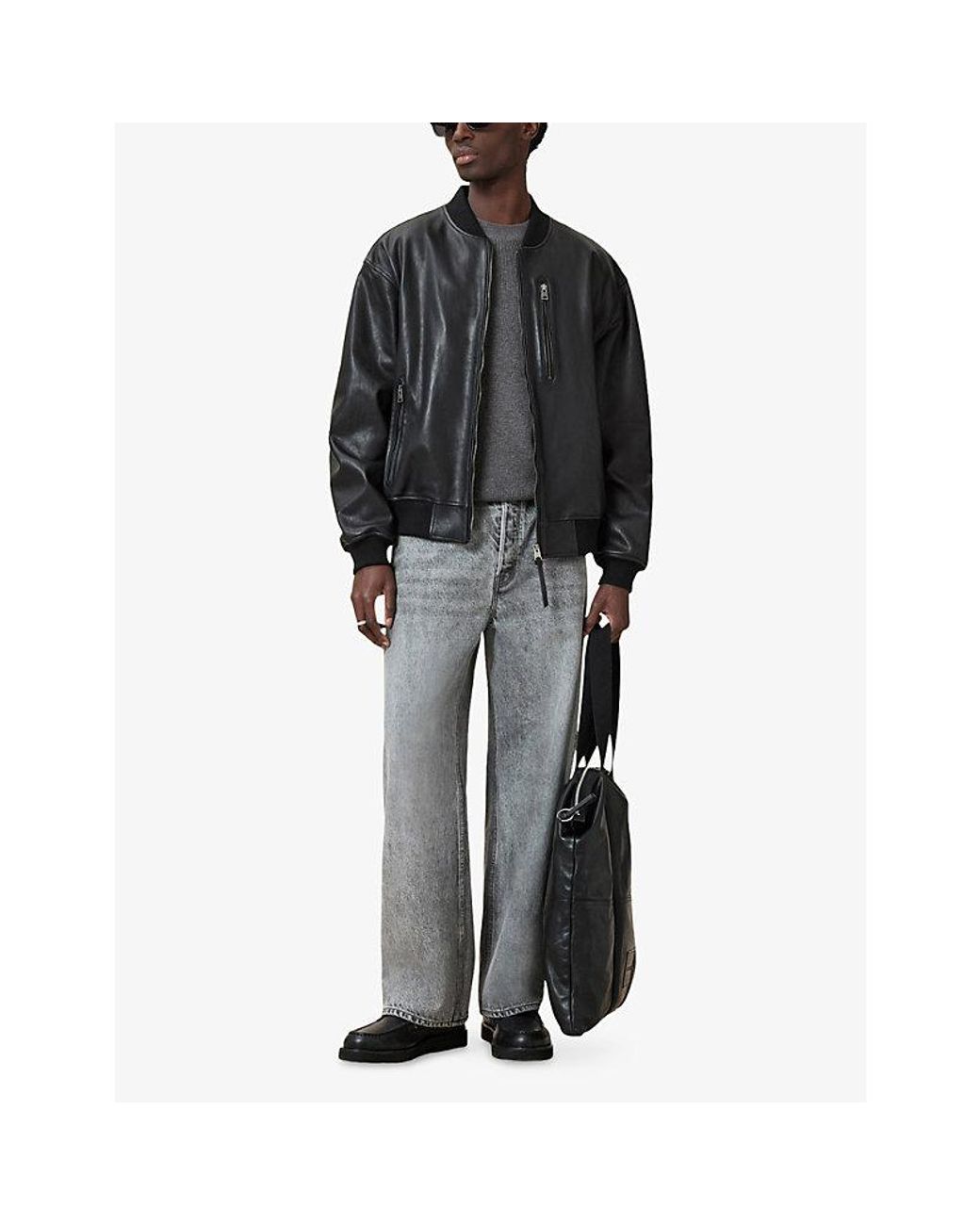 AllSaints Gray Aspen Logo-Embroidered Cotton And Wool-Blend Jumper for men