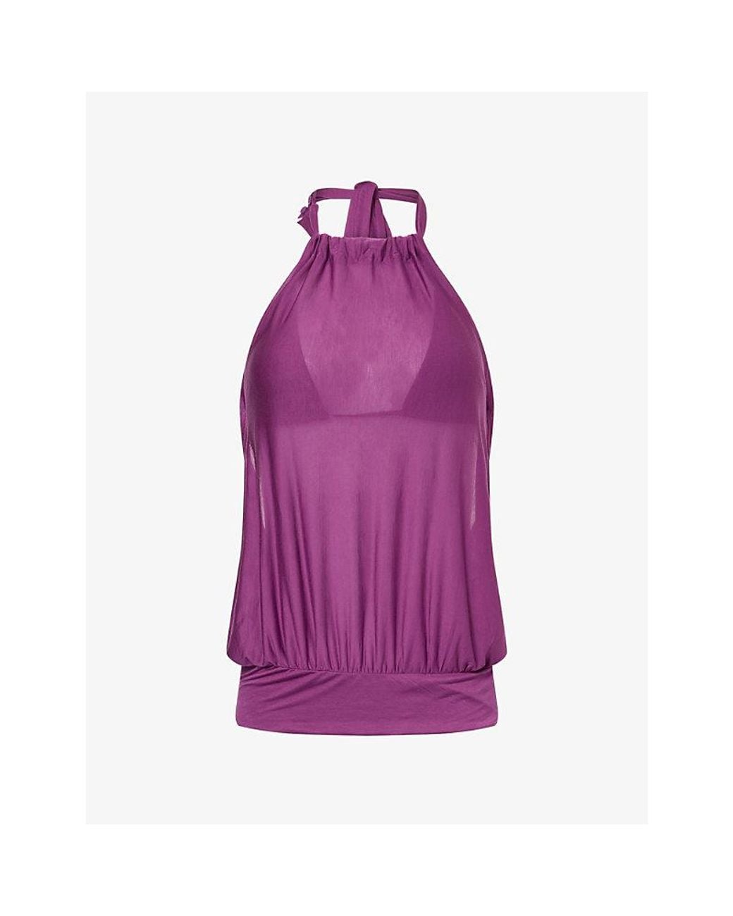 Peachy Den Purple Emma Halterneck Jersey Top