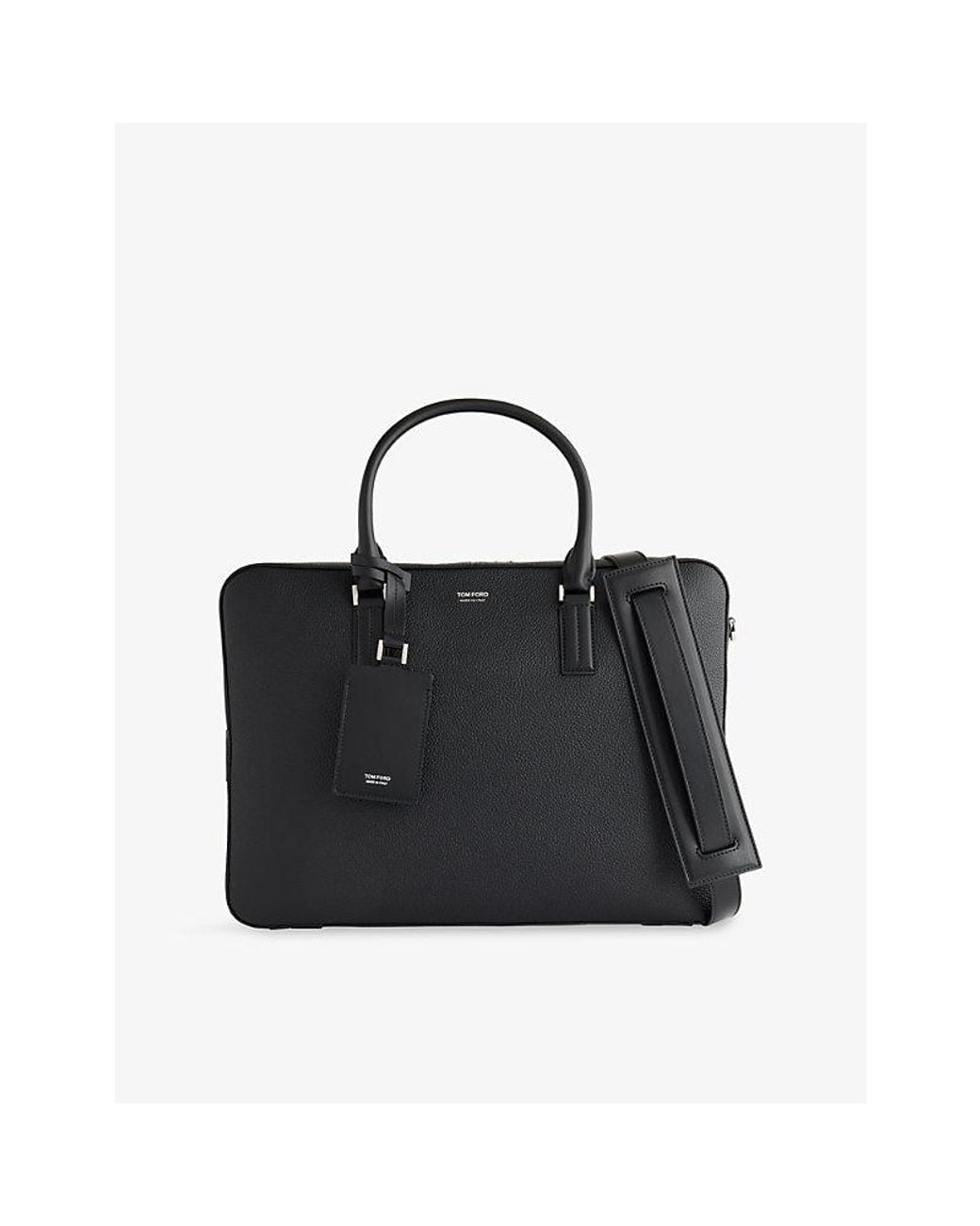 Tom Ford Black Elliot Leather Briefcase for men
