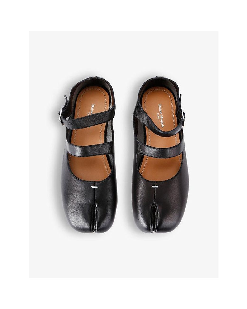 女の子向けプレゼント集結 Maison Margiela Tabi Double-Strap Leather Ballet Flats in 靴