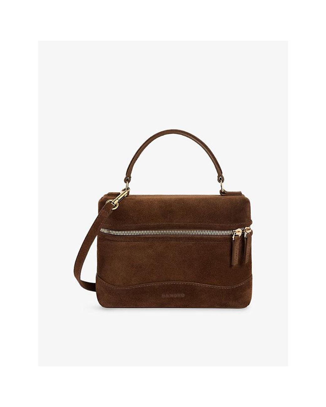 Sandro Brown Tangolino Suede Top-Handle Bag