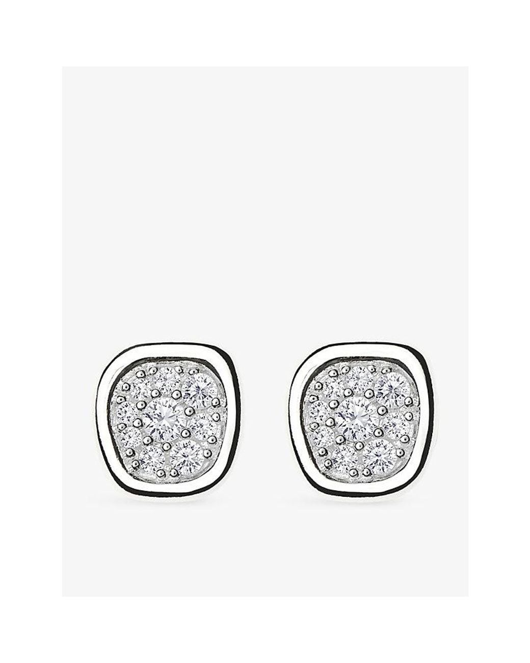 Missoma Metallic Molten Soft Square Pavé Sterling-Plated Brass Stud Earrings