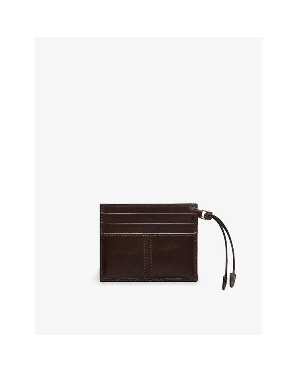 Prada Brown Triangle-Logo Leather Card Holder