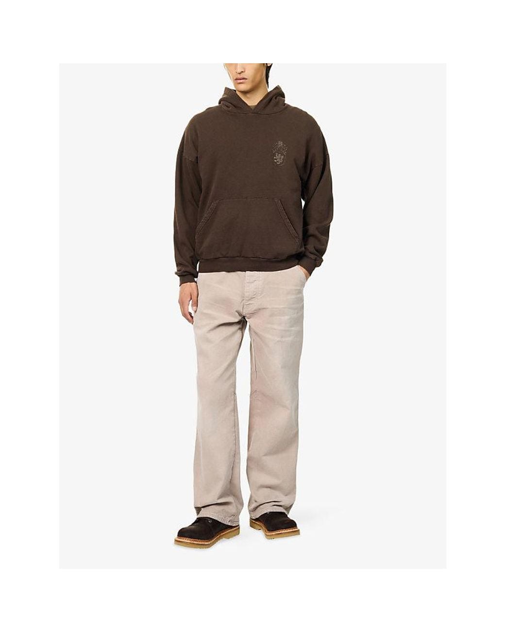 ALEXANDER DIGENOVA Brown Small Crest Cotton Hoody for men