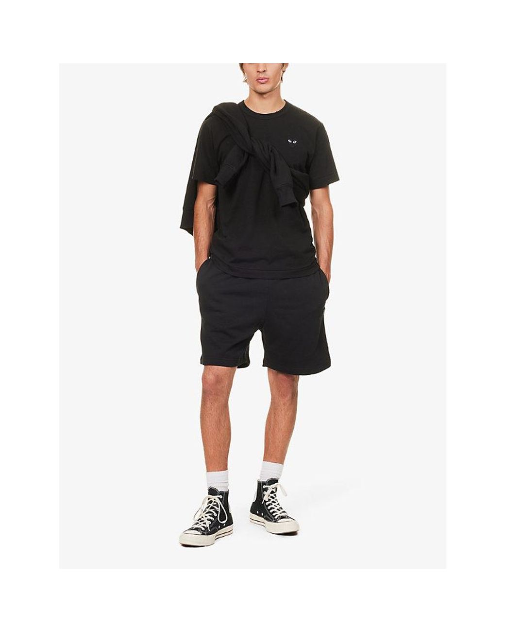 COMME DES GARÇONS PLAY Black Heart-appliqué Cotton-jersey T-shirt for men