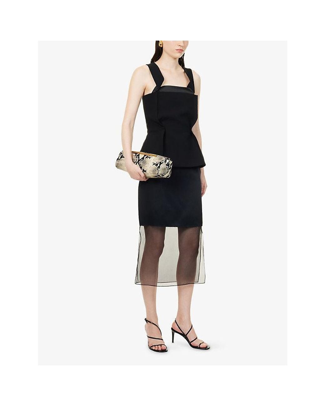 Khaite Black Yasmina Boned Woven Top