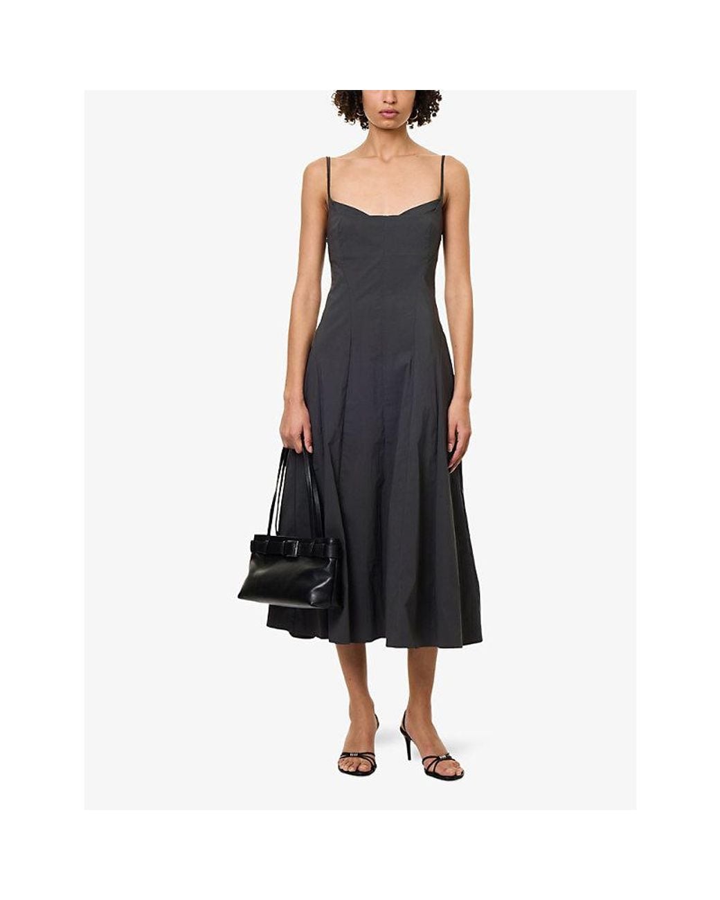 St. Agni Gray Bustier Cotton-Blend Midi Dress