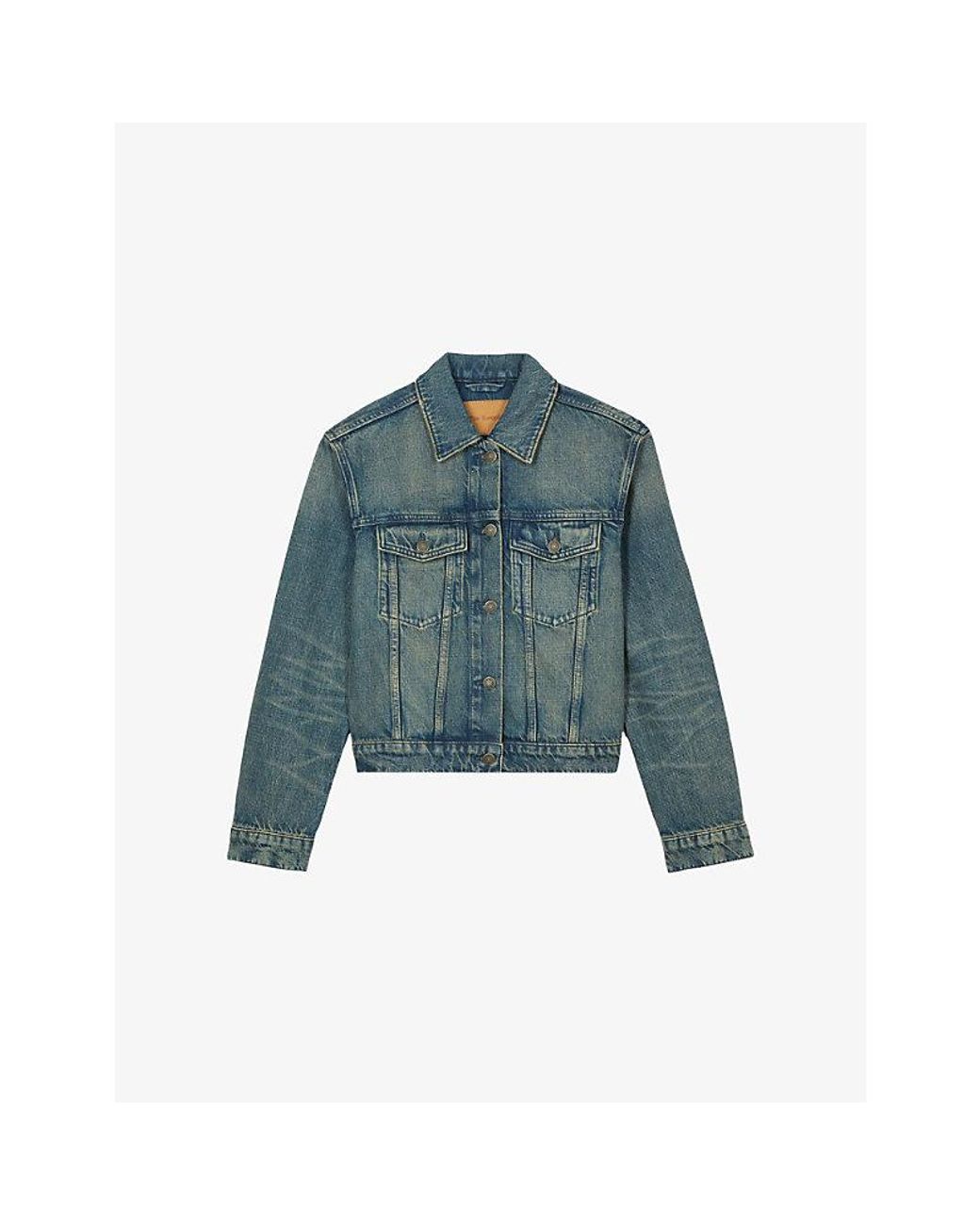 The Kooples Blue Short Patch-Pocket Denim Jacket