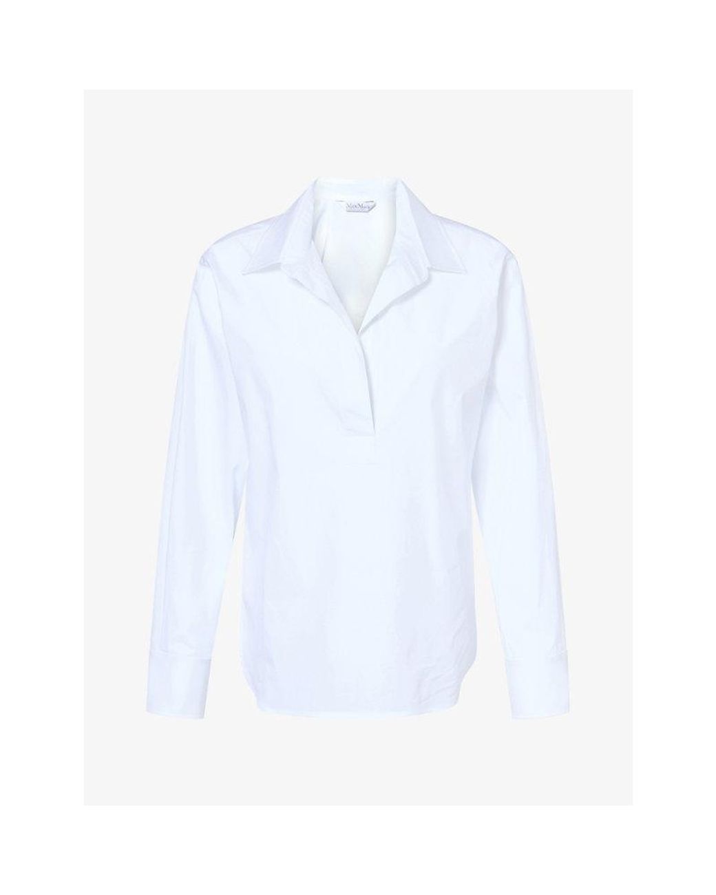 Max Mara White Long-Sleeve Stretch-Cotton Shirt