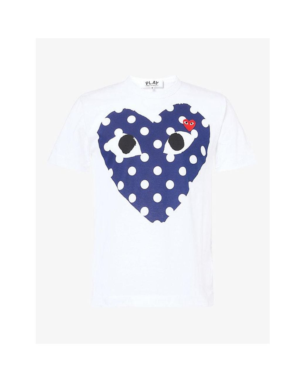 COMME DES GARÇONS PLAY Blue Polka Heart Print Cotton-Jersey T-Shirt for men