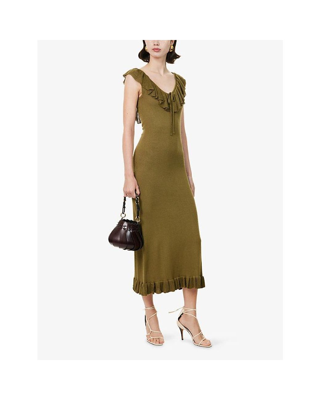 Pretty Lavish Metallic Sascha Frill Knit Midi Dress