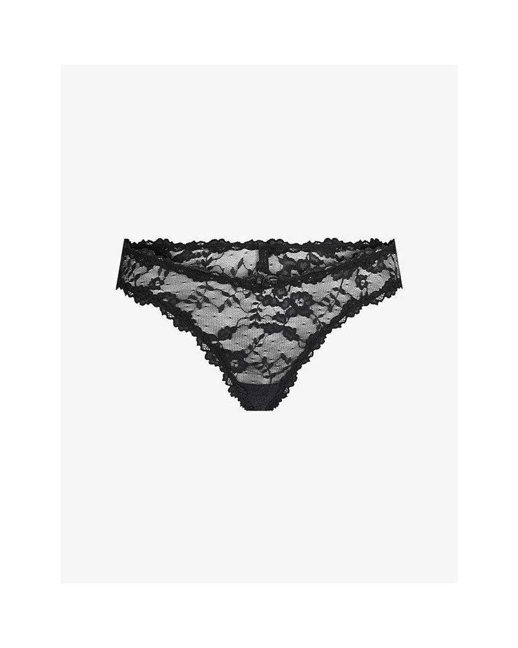 Skims Black Dipped Stretch-Lace Thong