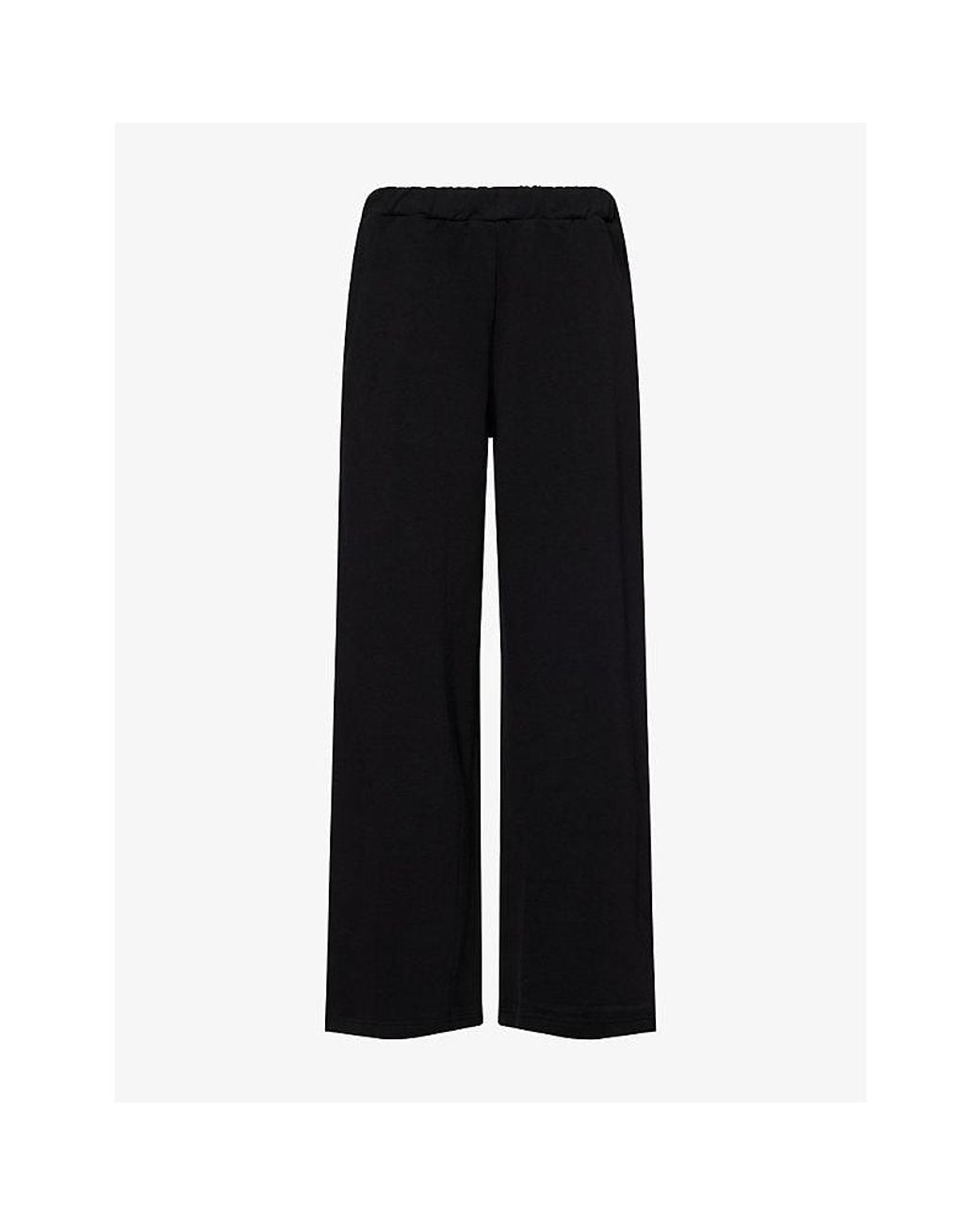 4th & Reckless Black Marigold Wide-Leg Cotton-Jersey Jogging Bottoms
