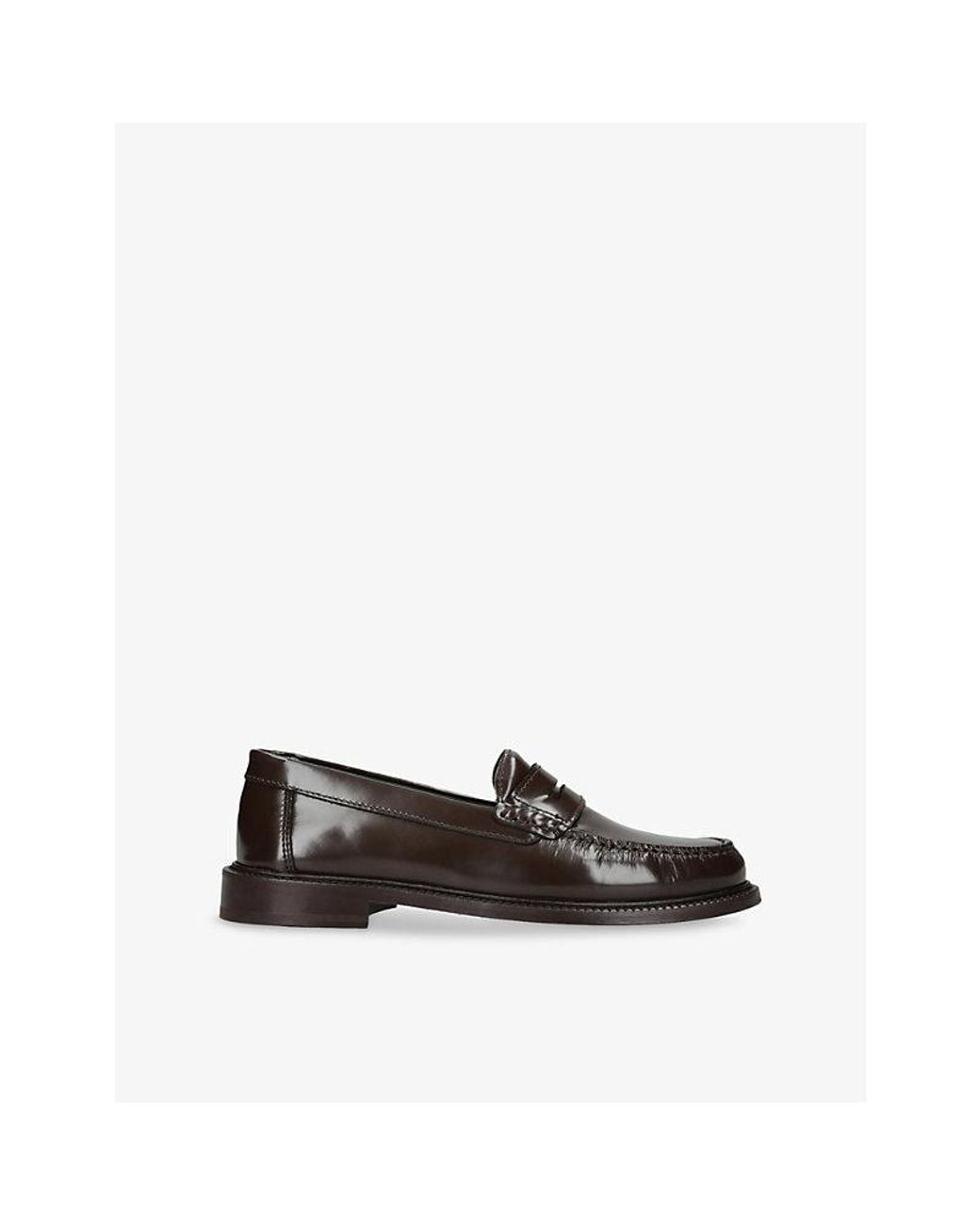 VINNY'S Black Yardee Moccasin Leather Loafers for men