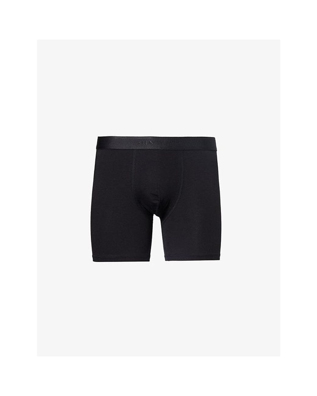 Sunspel Black Elasticated-Waistband Stretch-Cotton Trunks for men