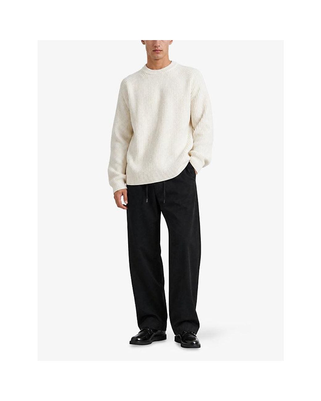 The Kooples White Crewneck Relaxed-Fit Merino-Wool Jumper for men