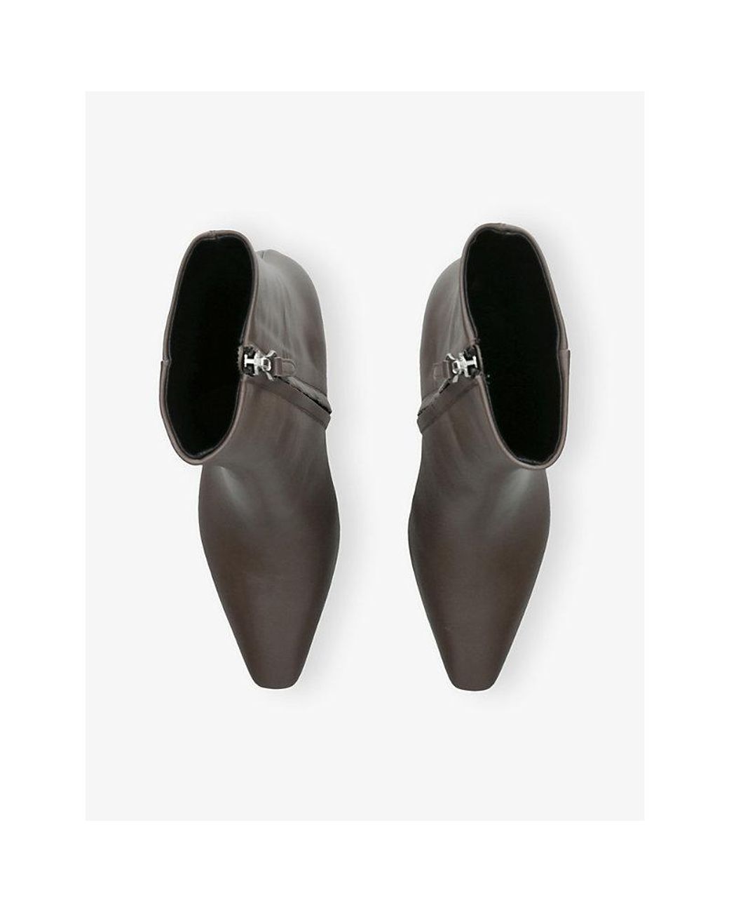 Aeyde Gray Maris 75 Leather Heeled Ankle Boots
