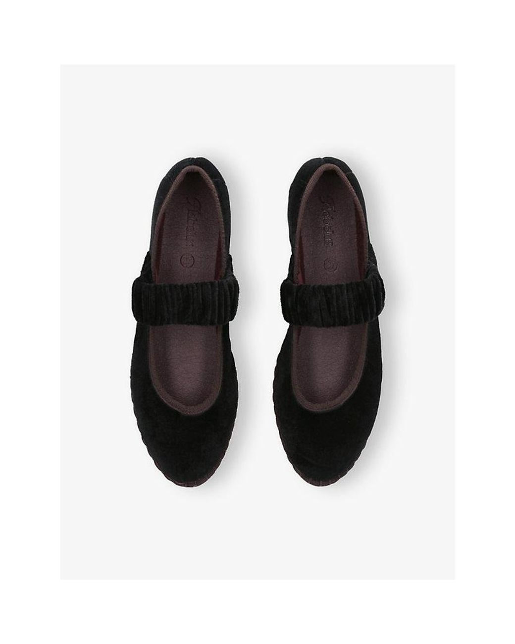 Flabelus Black Mafalda Sethe Ruched-Strap Velvet Mary Jane Flats