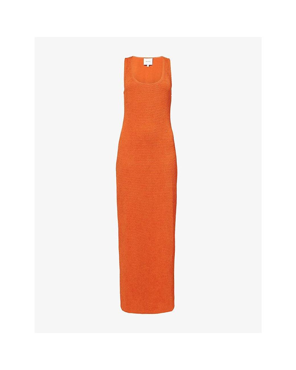 Reformation Orange Ericka Scoop-Neck Stretch-Woven Midi Dress