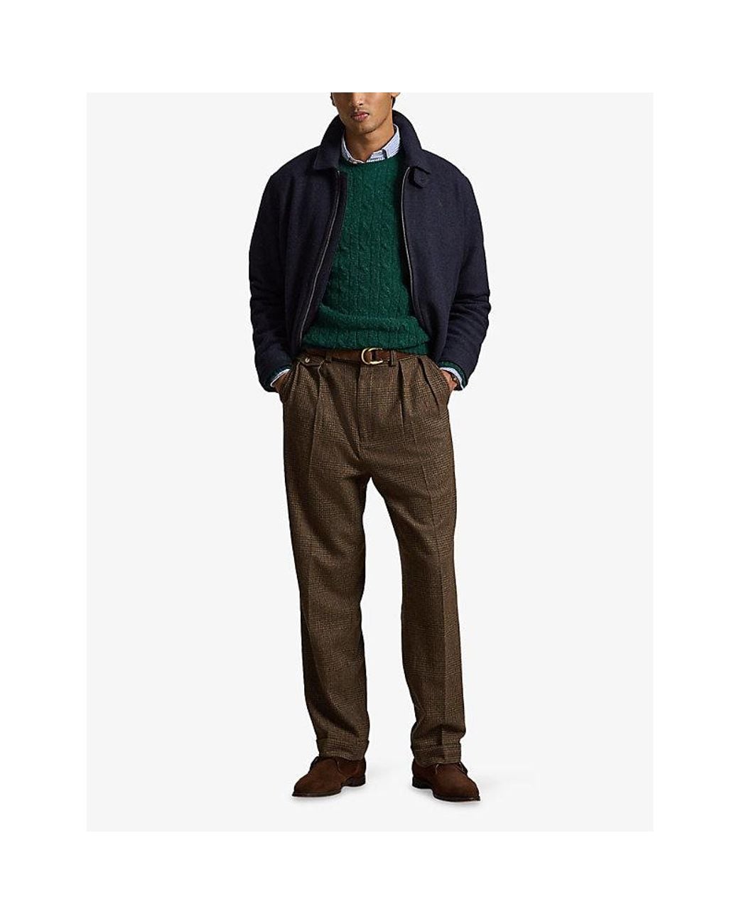 Polo Ralph Lauren Blue Logo-Embroidered Zip-Up Wool Jacket for men