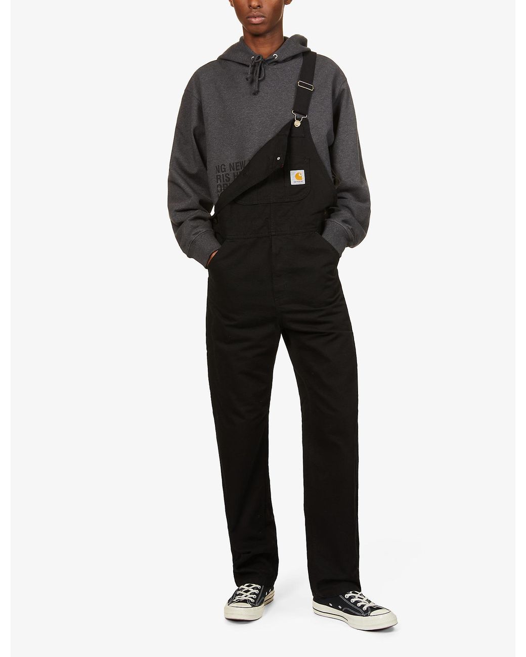 Carhartt WIP Bib Overall Brand-patch Organic-cotton Dungarees in Black for  Men | Lyst