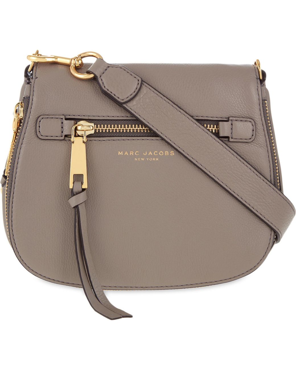 Marc Jacobs Mink Recruit Grained Leather Saddle Bag in Gray | Lyst