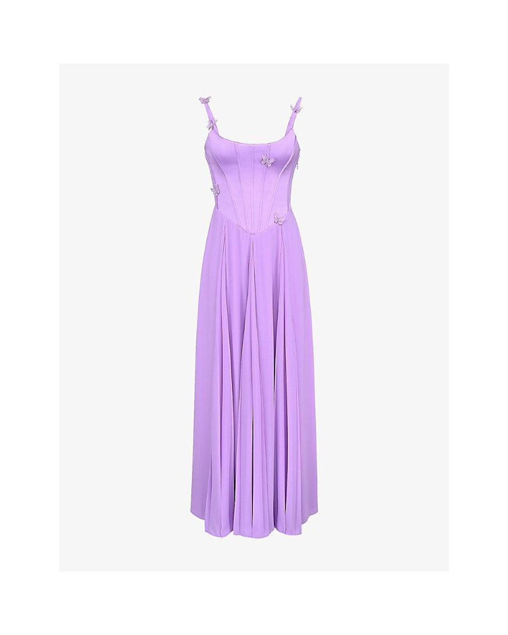 house of cb purple dress corset Santana Violet Satin Strapless Corset Midi Dress