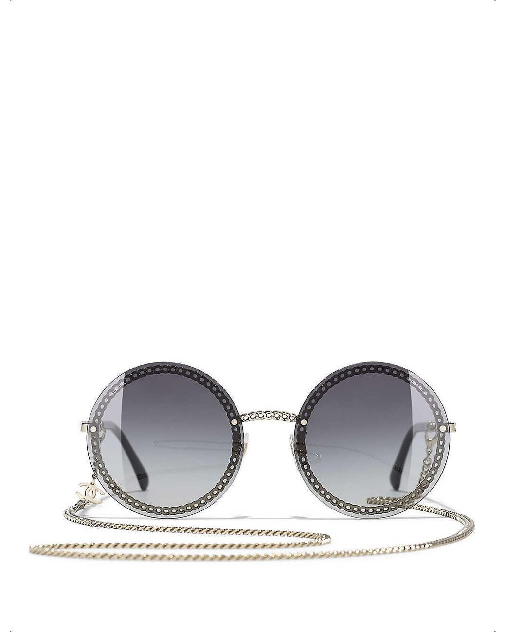 chanel round white sunglasses