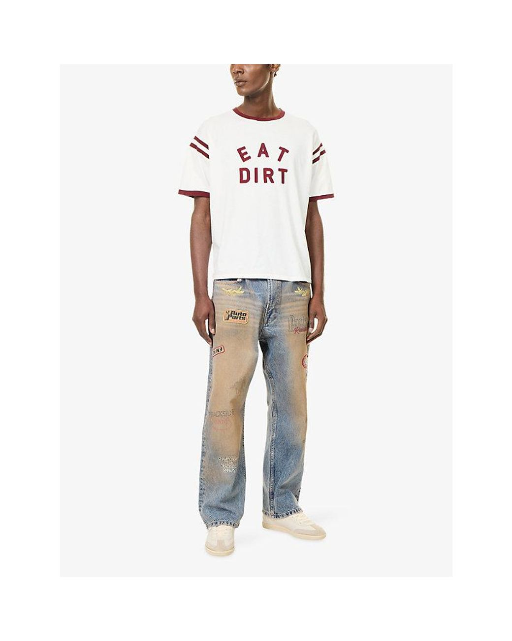 Duke & Dexter Blue Dr4 Trackside Washed Denim Jeans for men