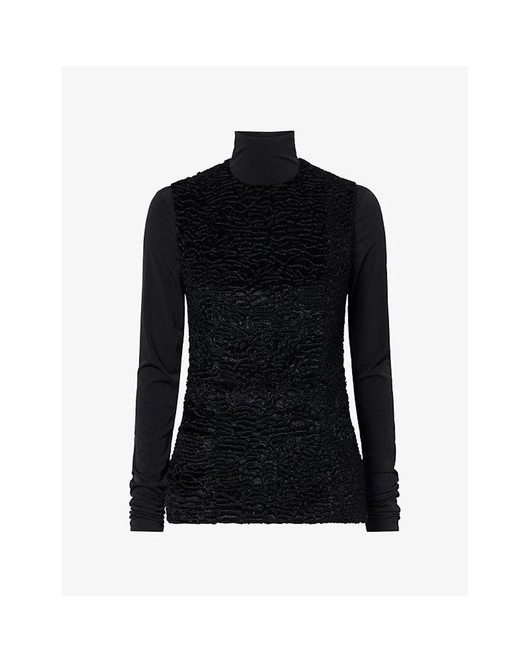 DARKPARK Black Joy Astrakan Faux-Fur And Jersey Top