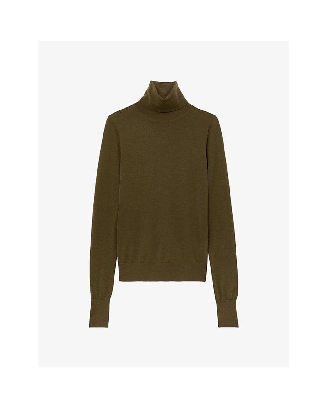 Reiss Green Edina Roll-Neck Merino-Wool Jumper