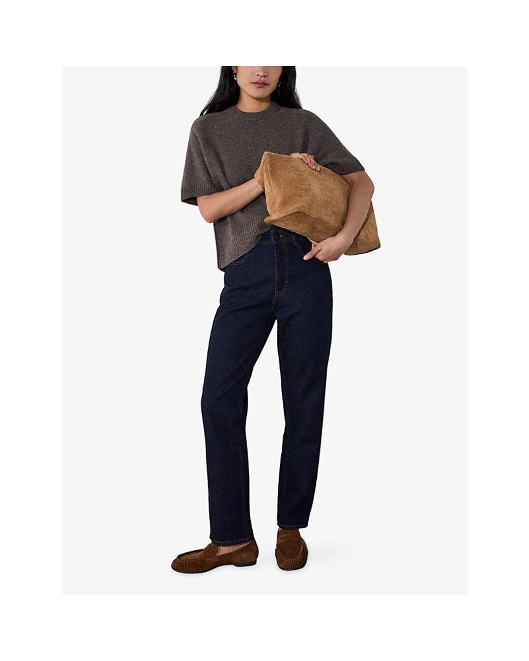 Whistles Blue Stovepipe-Leg Stretch-Denim Jeans